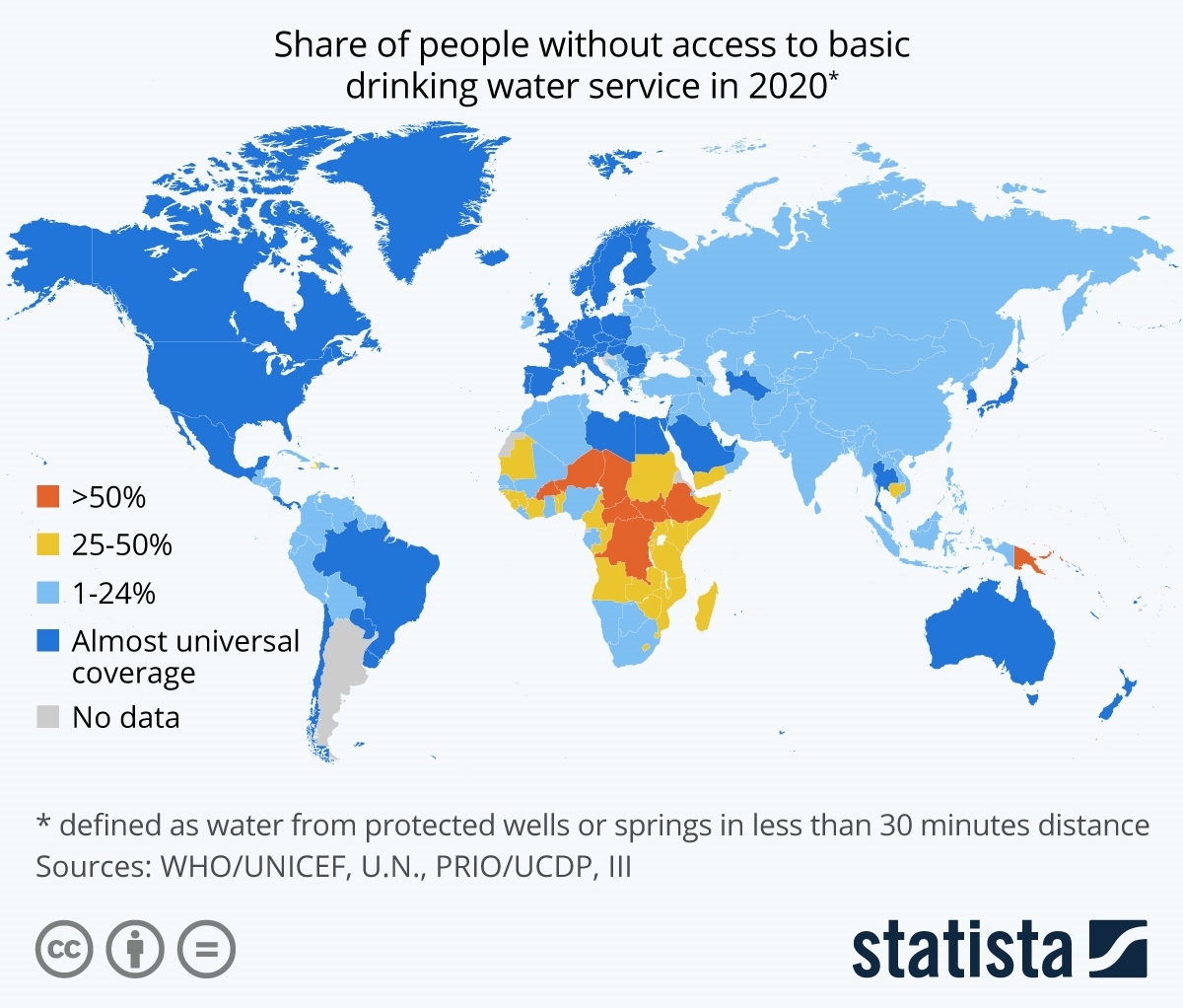 map of global safe water coverage